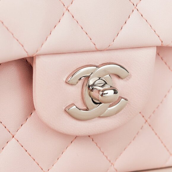 Chanel 18S Light Pink Lambskin Quilted Classic Medium Double Flap - Picture 9 of 16